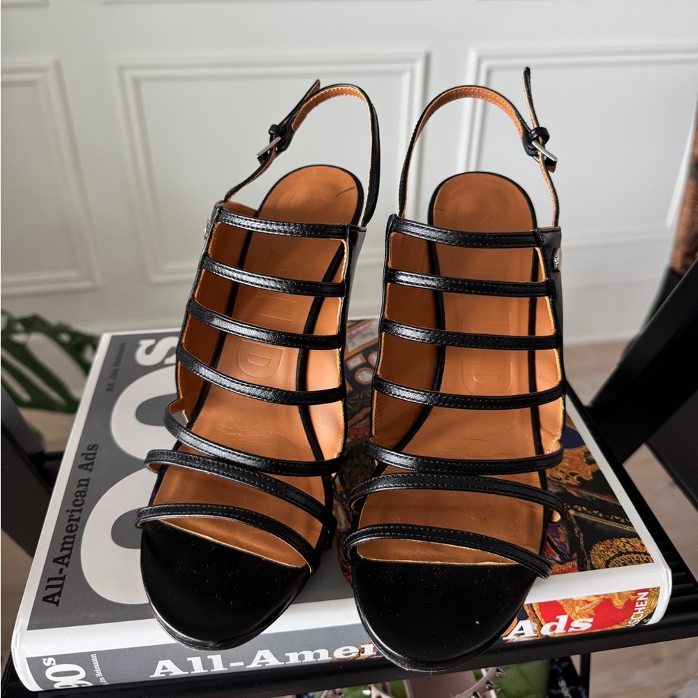 STAUD Black Multi-Strap Sandals